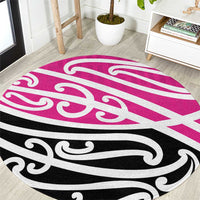 All Pink New Zealand Kowhai Ngutukak Round Carpet - Polynesian Pride
