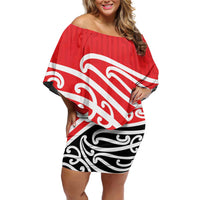 All Red New Zealand Kowhai Ngutukak Family Matching Off Shoulder Short Dress and Hawaiian Shirt - Polynesian Pride