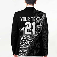 New Zealand Lawn Bowls Custom Blazer Black Maori Warrior Tribal Silver Fern - Polynesian Pride