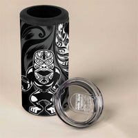 New Zealand Lawn Bowls Custom 4 in 1 Can Cooler Tumbler Black Maori Warrior Tribal Silver Fern LT9 - Polynesian Pride