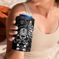 New Zealand Lawn Bowls Custom 4 in 1 Can Cooler Tumbler Black Maori Warrior Tribal Silver Fern LT9 - Polynesian Pride