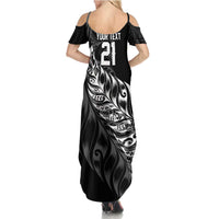 New Zealand Lawn Bowls Custom Family Matching Summer Maxi Dress and Hawaiian Shirt Black Maori Warrior Tribal Silver Fern LT9 - Polynesian Pride