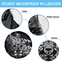 New Zealand Lawn Bowls Spare Tire Cover Black Maori Warrior Tribal Silver Fern - Polynesian Pride
