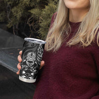 New Zealand Lawn Bowls Custom Tumbler Cup Black Maori Warrior Tribal Silver Fern - Polynesian Pride