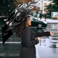 New Zealand Lawn Bowls Umbrella Black Maori Warrior Tribal Silver Fern - Polynesian Pride