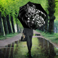 New Zealand Lawn Bowls Umbrella Black Maori Warrior Tribal Silver Fern - Polynesian Pride