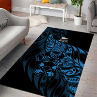 New Zealand Lawn Bowls Area Rug Blue Maori Warrior Tribal Silver Fern - Polynesian Pride