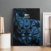 New Zealand Lawn Bowls Canvas Wall Art Blue Maori Warrior Tribal Silver Fern - Polynesian Pride