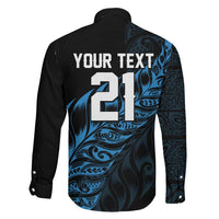 New Zealand Lawn Bowls Custom Family Matching Long Sleeve Bodycon Dress and Hawaiian Shirt Blue Maori Warrior Tribal Silver Fern LT9 - Polynesian Pride