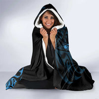 New Zealand Lawn Bowls Hooded Blanket Blue Maori Warrior Tribal Silver Fern - Polynesian Pride