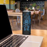 New Zealand Lawn Bowls Custom Skinny Tumbler Blue Maori Warrior Tribal Silver Fern LT9 - Polynesian Pride