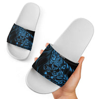 New Zealand Lawn Bowls Slide Sandals Blue Maori Warrior Tribal Silver Fern LT9 - Polynesian Pride