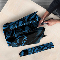 New Zealand Lawn Bowls Umbrella Blue Maori Warrior Tribal Silver Fern - Polynesian Pride