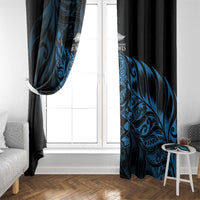 New Zealand Lawn Bowls Window Curtain Blue Maori Warrior Tribal Silver Fern - Polynesian Pride