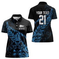 New Zealand Lawn Bowls Custom Women Polo Shirt Blue Maori Warrior Tribal Silver Fern LT9 - Polynesian Pride