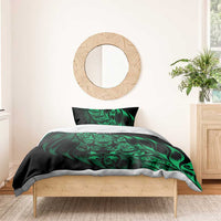 New Zealand Lawn Bowls Bedding Set Green Maori Warrior Tribal Silver Fern - Polynesian Pride