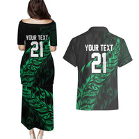 New Zealand Lawn Bowls Custom Couples Matching Puletasi and Hawaiian Shirt Green Maori Warrior Tribal Silver Fern LT9 - Polynesian Pride