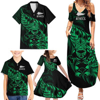 New Zealand Lawn Bowls Custom Family Matching Summer Maxi Dress and Hawaiian Shirt Green Maori Warrior Tribal Silver Fern LT9 - Polynesian Pride