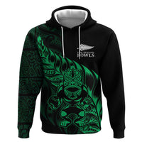 New Zealand Lawn Bowls Custom Hoodie Green Maori Warrior Tribal Silver Fern - Polynesian Pride