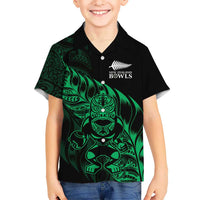 New Zealand Lawn Bowls Custom Kid Hawaiian Shirt Green Maori Warrior Tribal Silver Fern LT9 Kid Green - Polynesian Pride
