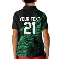 New Zealand Lawn Bowls Custom Kid Polo Shirt Green Maori Warrior Tribal Silver Fern LT9 - Polynesian Pride
