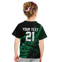 New Zealand Lawn Bowls Custom Kid T Shirt Green Maori Warrior Tribal Silver Fern - Polynesian Pride