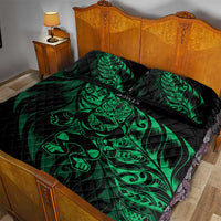 New Zealand Lawn Bowls Quilt Bed Set Green Maori Warrior Tribal Silver Fern - Polynesian Pride
