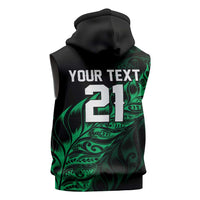New Zealand Lawn Bowls Custom Sleeveless Hoodie Green Maori Warrior Tribal Silver Fern LT9 - Polynesian Pride