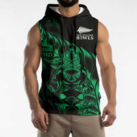 New Zealand Lawn Bowls Custom Sleeveless Hoodie Green Maori Warrior Tribal Silver Fern LT9 - Polynesian Pride