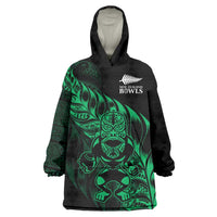 New Zealand Lawn Bowls Custom Wearable Blanket Hoodie Green Maori Warrior Tribal Silver Fern LT9 One Size Green - Polynesian Pride