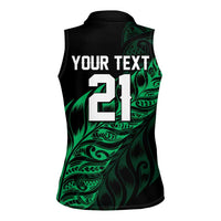 New Zealand Lawn Bowls Custom Women Sleeveless Polo Shirt Green Maori Warrior Tribal Silver Fern LT9 - Polynesian Pride