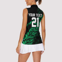 New Zealand Lawn Bowls Custom Women Sleeveless Polo Shirt Green Maori Warrior Tribal Silver Fern LT9 - Polynesian Pride