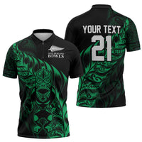 New Zealand Lawn Bowls Custom Zipper Polo Shirt Green Maori Warrior Tribal Silver Fern LT9 - Polynesian Pride