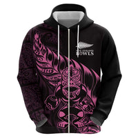 New Zealand Lawn Bowls Custom Hoodie Pink Maori Warrior Tribal Silver Fern - Polynesian Pride