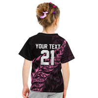 New Zealand Lawn Bowls Custom Kid T Shirt Pink Maori Warrior Tribal Silver Fern - Polynesian Pride