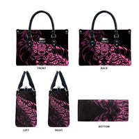 New Zealand Lawn Bowls Leather Bag Pink Maori Warrior Tribal Silver Fern - Polynesian Pride