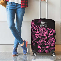 New Zealand Lawn Bowls Luggage Cover Pink Maori Warrior Tribal Silver Fern - Polynesian Pride