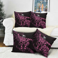 New Zealand Lawn Bowls Pillow Cover Pink Maori Warrior Tribal Silver Fern - Polynesian Pride