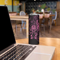 New Zealand Lawn Bowls Custom Skinny Tumbler Pink Maori Warrior Tribal Silver Fern LT9 - Polynesian Pride