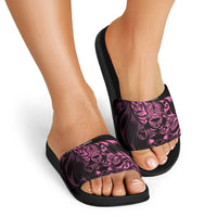 New Zealand Lawn Bowls Slide Sandals Pink Maori Warrior Tribal Silver Fern - Polynesian Pride