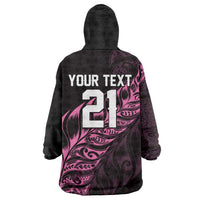New Zealand Lawn Bowls Custom Wearable Blanket Hoodie Pink Maori Warrior Tribal Silver Fern LT9 - Polynesian Pride