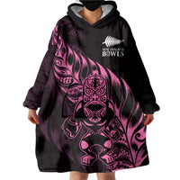 New Zealand Lawn Bowls Custom Wearable Blanket Hoodie Pink Maori Warrior Tribal Silver Fern LT9 - Polynesian Pride