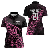 New Zealand Lawn Bowls Custom Women Polo Shirt Pink Maori Warrior Tribal Silver Fern LT9 - Polynesian Pride