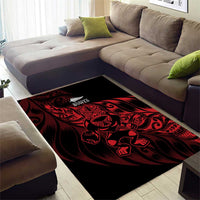 New Zealand Lawn Bowls Area Rug Red Maori Warrior Tribal Silver Fern LT9 - Polynesian Pride