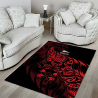 New Zealand Lawn Bowls Area Rug Red Maori Warrior Tribal Silver Fern LT9 - Polynesian Pride