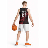 New Zealand Lawn Bowls Custom Basketball Jersey Red Maori Warrior Tribal Silver Fern - Polynesian Pride
