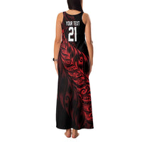 New Zealand Lawn Bowls Custom Family Matching Tank Maxi Dress and Hawaiian Shirt Red Maori Warrior Tribal Silver Fern LT9 - Polynesian Pride