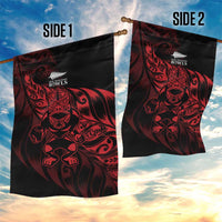 New Zealand Lawn Bowls Garden Flag Red Maori Warrior Tribal Silver Fern - Polynesian Pride
