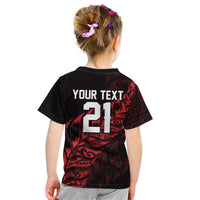 New Zealand Lawn Bowls Custom Kid T Shirt Red Maori Warrior Tribal Silver Fern - Polynesian Pride