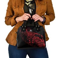 New Zealand Lawn Bowls Shoulder Handbag Red Maori Warrior Tribal Silver Fern - Polynesian Pride
